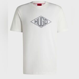 100% Authentic Hugo by Hugo Boss Men’s White + Silver T-Shirt / Tee NWT